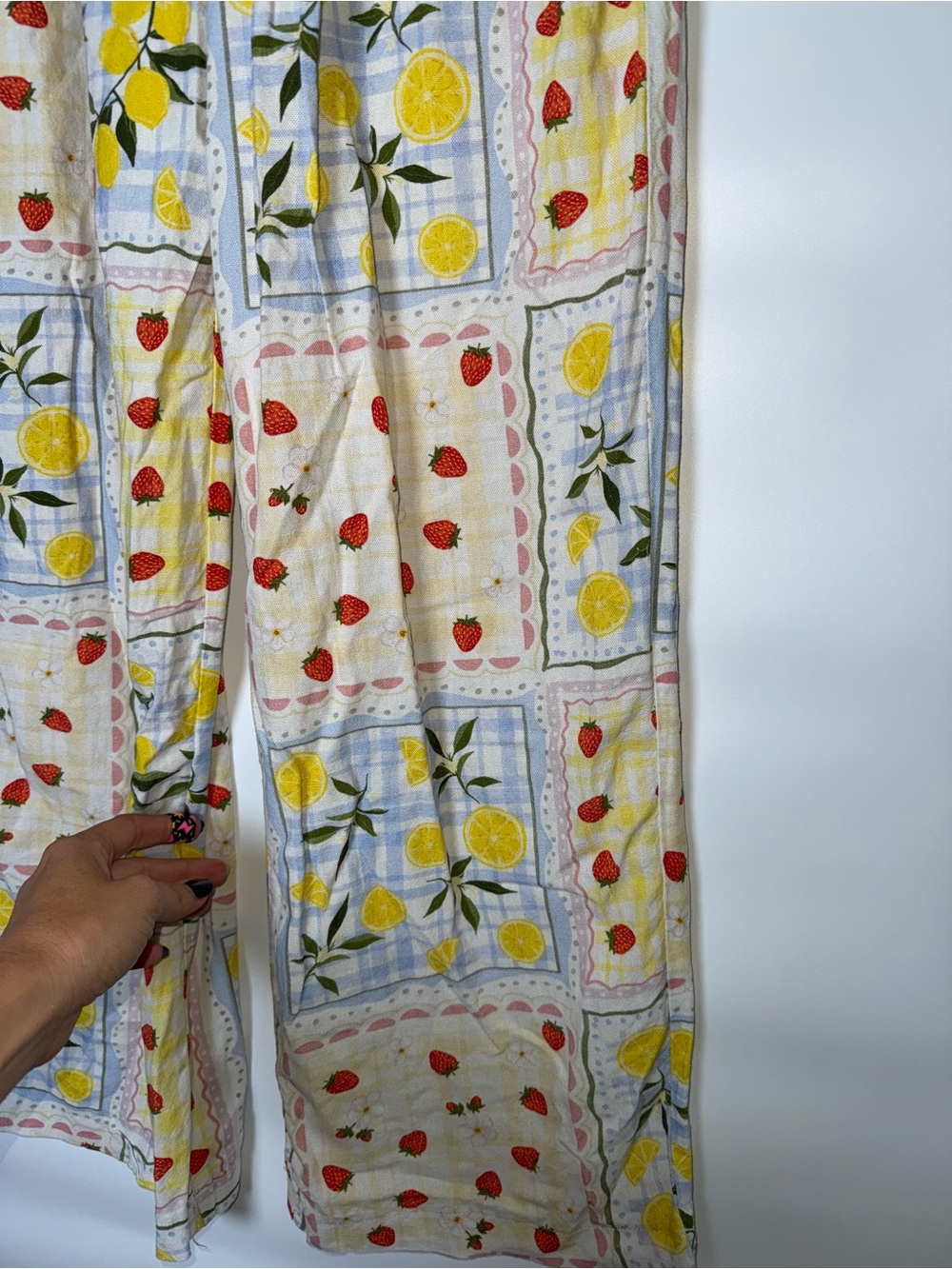 Tuiléa Strawberry Lemon Print Linen Blend Wide‎ Leg Pants Cottagecore 
Medium - Picture 5 of 12
